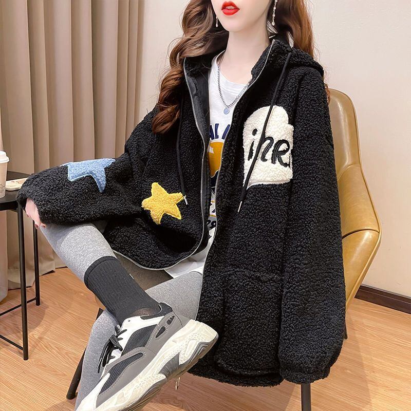 流行新作 美人度アップ 目を奪われる カジュアル 3色選択 ラムフリース コート ボアジャケットE-9792