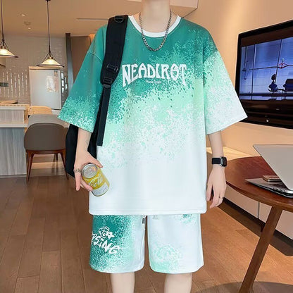 大人気アイテム グラデーション Tシャツ & ショーツ セットアップ E-80013