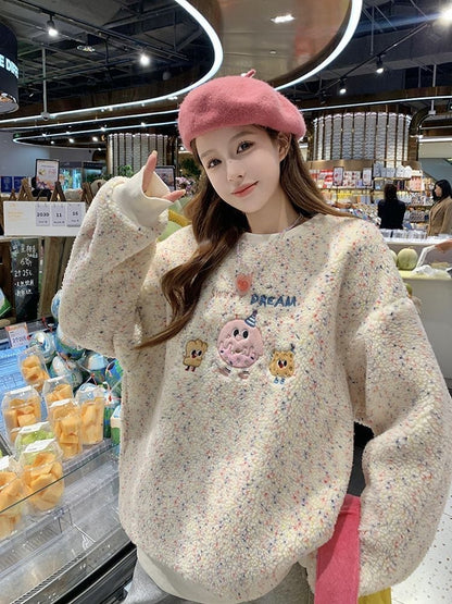 絶対欲しい刺?ロゴもこもこボアスウェット全2色E-4548