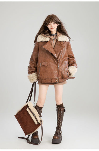 絶対流行 アバンギャルド おしゃれ度高め 切り替え 上品 Pu レザーコットンコート E-9883