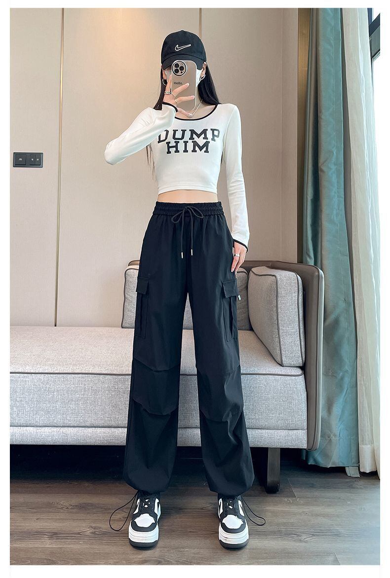 存在感抜群 定番シンプル トレンドアイテム 4色選択 ルーズストレートカジュアルパンツ E-9817