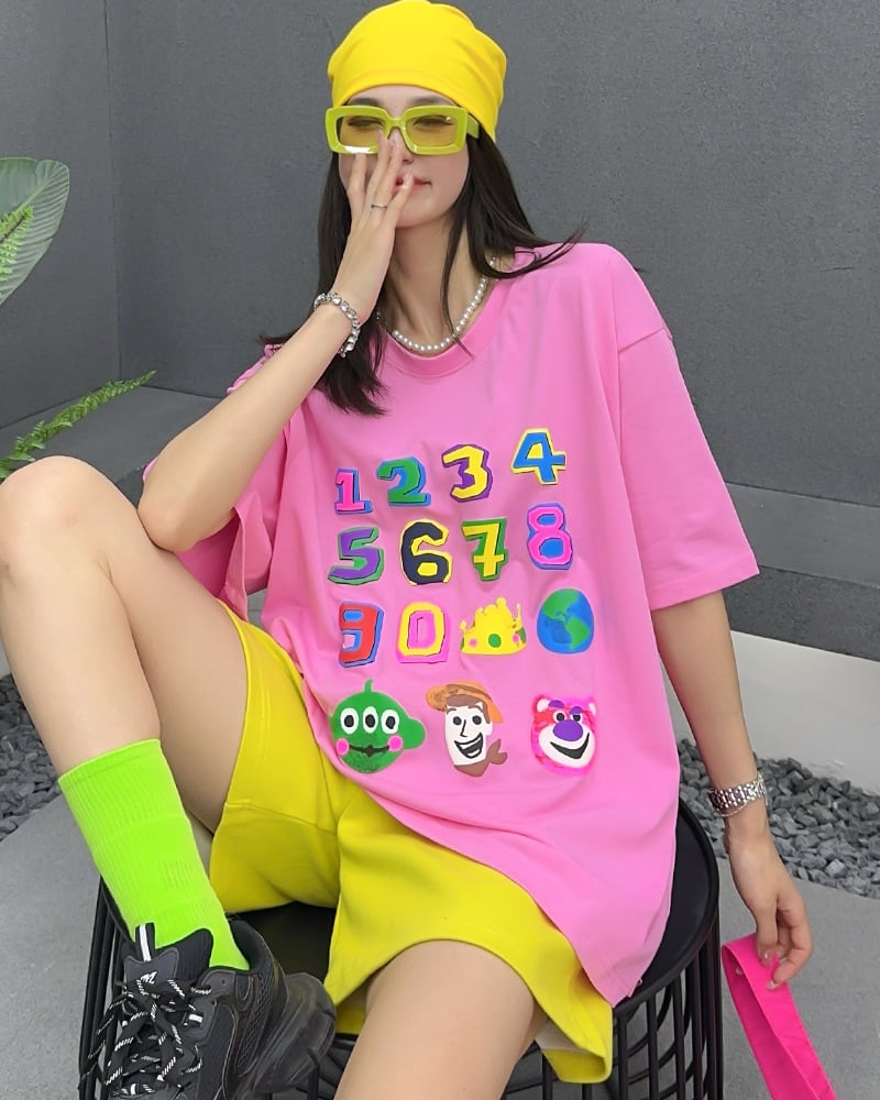 売り切れ必至 個性派 プリント三色 ゆったり 半袖Tシャツ ＜ins-8462＞