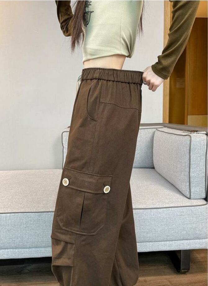 好感度UP プラスベルベット 柔らかな肌触りで着心地も楽ちん！ 5色選択 ルーズストレートカジュアルパンツ E-6825