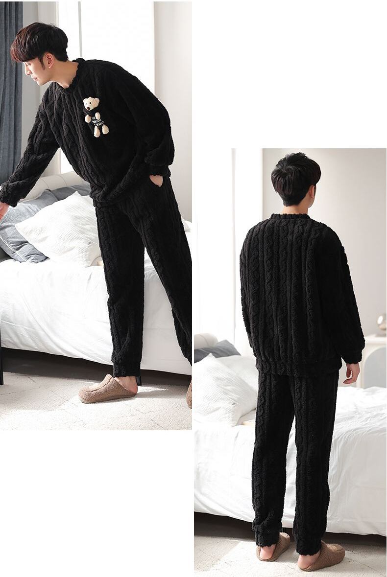 スタイルアップ効果抜群 3種選択 デザイン性抜群 サンゴフリース カップル パジャマ E-9770