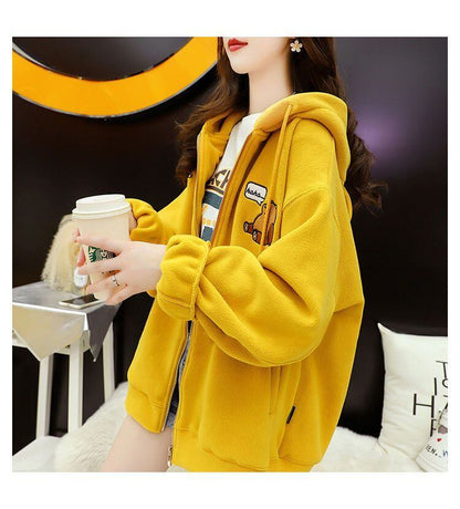 超人気 キュート 快適トップス カジュアル 刺繍 2色選択 フリース コート ボアジャケットE-9807