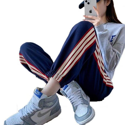 【半額！期間限定！！】定番シンプル 三色 ストライプ柄 スウェット ジョガーパンツ E-4095