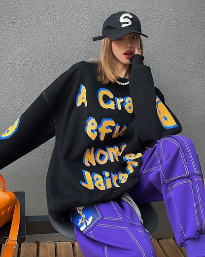 超人気 個性派 ファッション 海外トレンド 裏起毛 スウェットE-6279