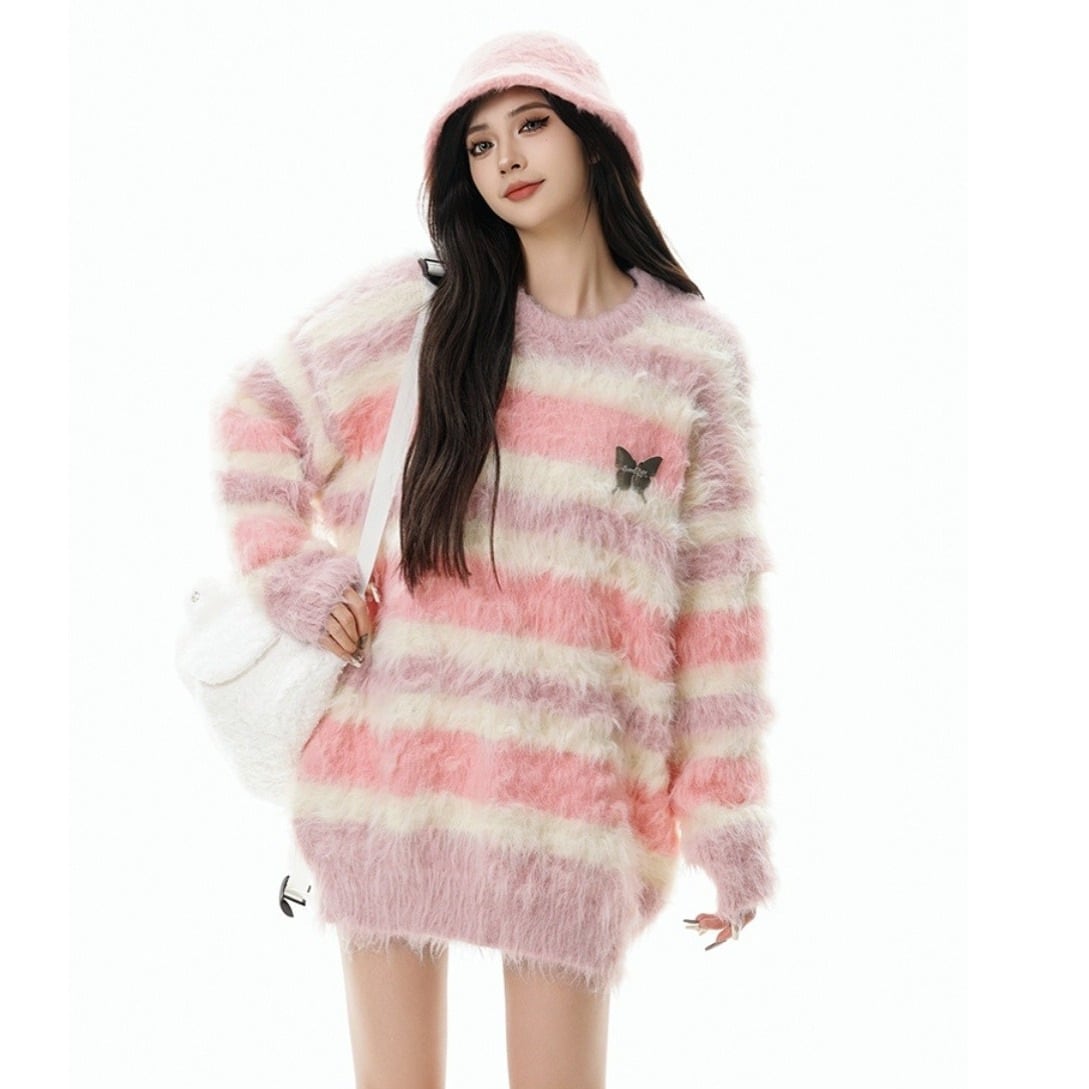 好感度100％ ニットセーター 個性的なデザイン E-10134