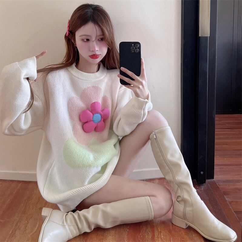 おすすめ  ゆったりとしたアウターウェア ラムスウェットシャツE-10094