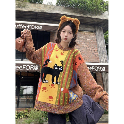 話題沸騰中 大人可愛い 海外トレンド 柔らかくて優しい印象 ニットセーターE-9762