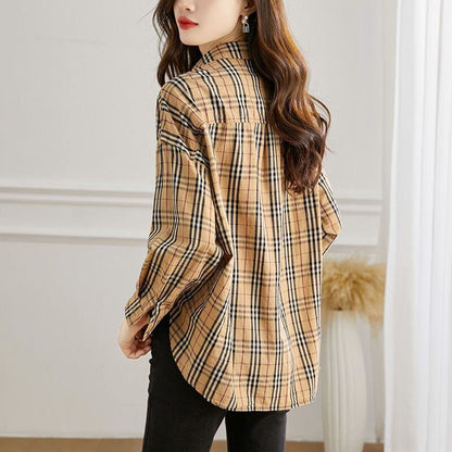 絶対欲しい チェック柄 こなれ感のあるスタイルが叶う1枚 切り替え Tシャツ E-9513