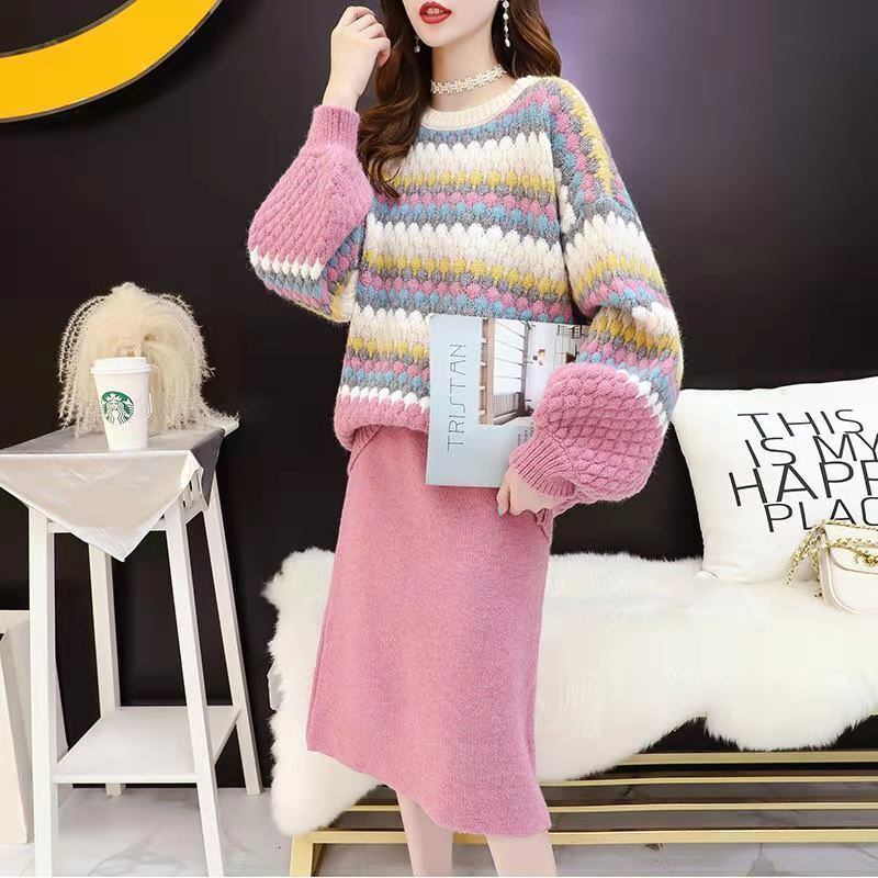 「上品な美しさ」女性らしい落ち着いたファッション  4色選択 ニットトップスE-10696