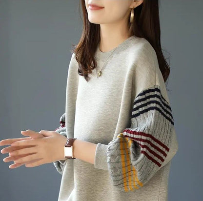 おすすめ スタイルアップ 定番シンプル 切り替え ニットトップスE-9545