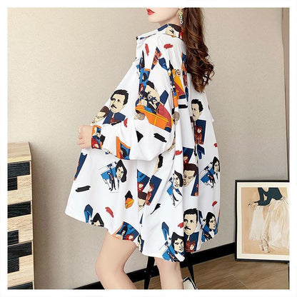 主役級の存在感！ 軽い生地が夏にぴったり スタイルアップ 総柄 シャツ E-9186