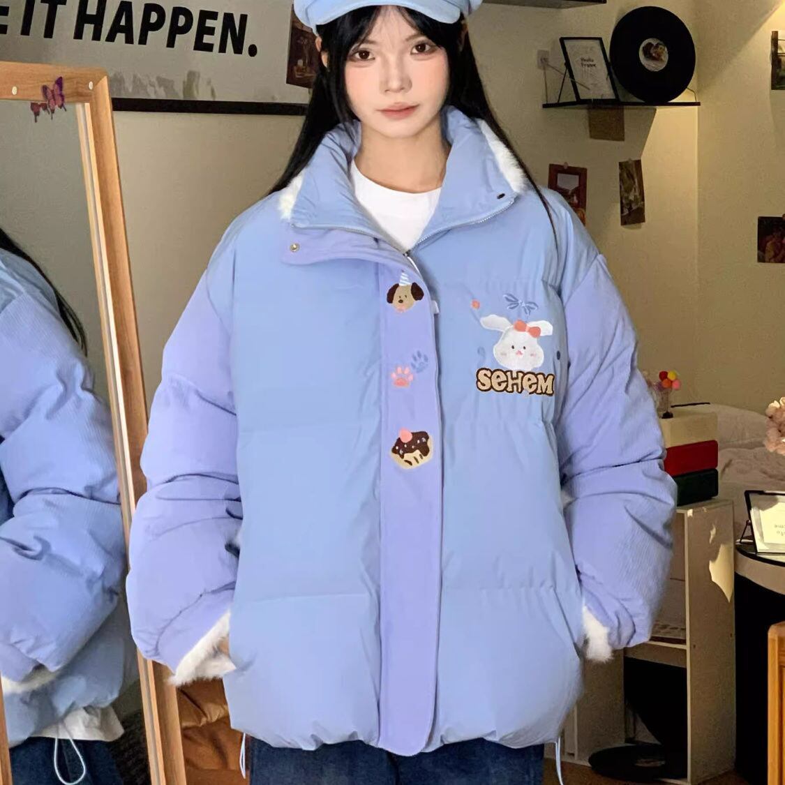 大人可愛い スタイルアップ 激売れ中 2色選択 フード付きジッパーコート E-10053