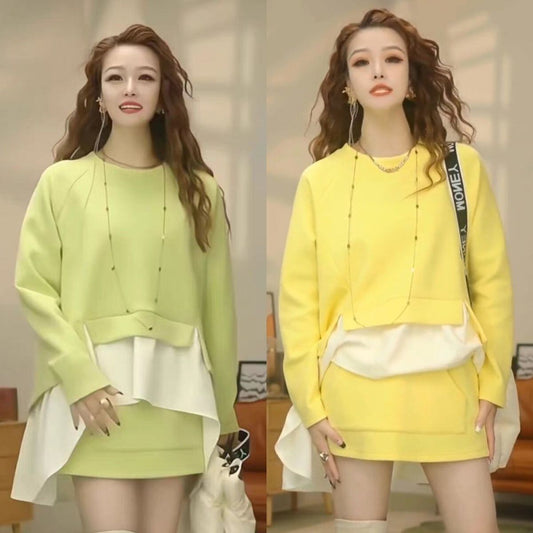 都市ファッショ デザイン オシャレ 切り替え 2色選択 セットアップE-10473