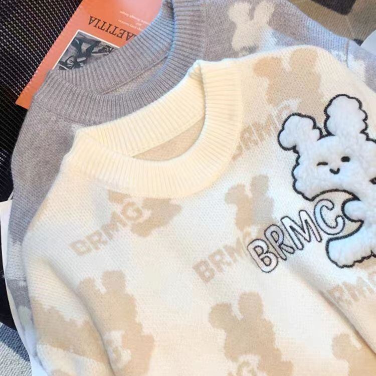 個性的なデザイン トレンドアイテム 2色選択 ニットセーター E-12187