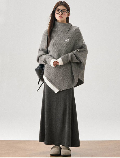 新商品 都市ファッショ おすすめ オシャレ デザイン 不規則 イレギュラー 2色選択 ニットトップスE-9917