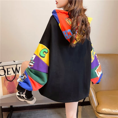 【半額！期間限定！！】(裏起毛あり)ファッション キュート 個性派 長袖 スウェット パーカー トップスE-2160