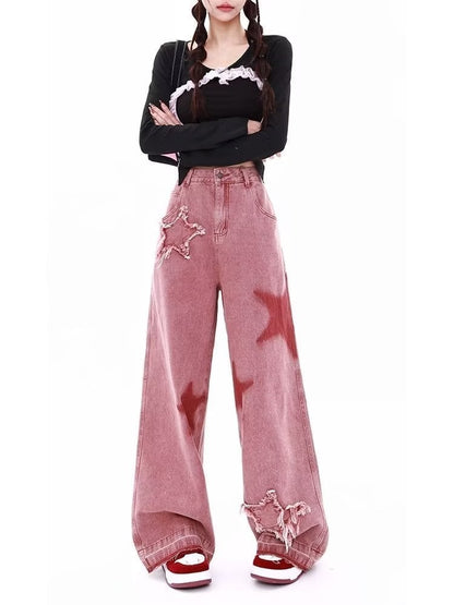 目を奪われる ファッション感満々 スタイルアップ デニム ワイドパンツE-10603