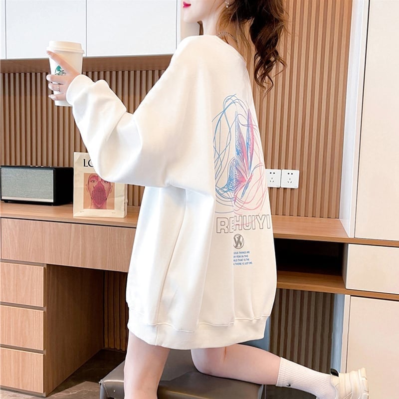 着心地抜群 プリント 女性力を高める スウェット パーカーE-3777