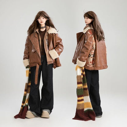 絶対流行 アバンギャルド おしゃれ度高め 切り替え 上品 Pu レザーコットンコート E-9883