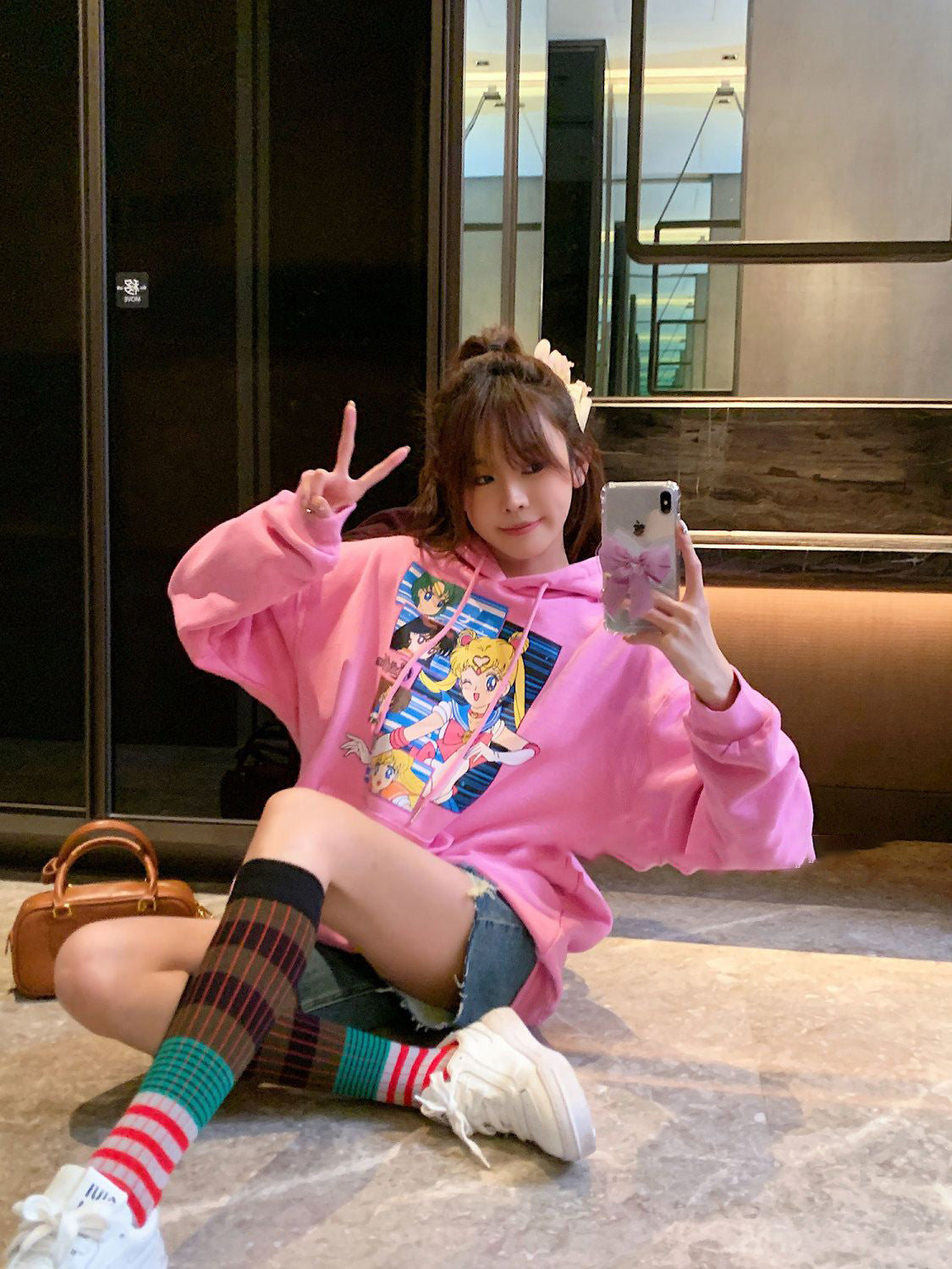 絶対流行  流行新作 目を奪われる  大人可愛い カジュアル  プリントパーカー -A1515