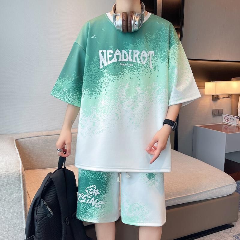 大人気アイテム グラデーション Tシャツ & ショーツ セットアップ E-80013