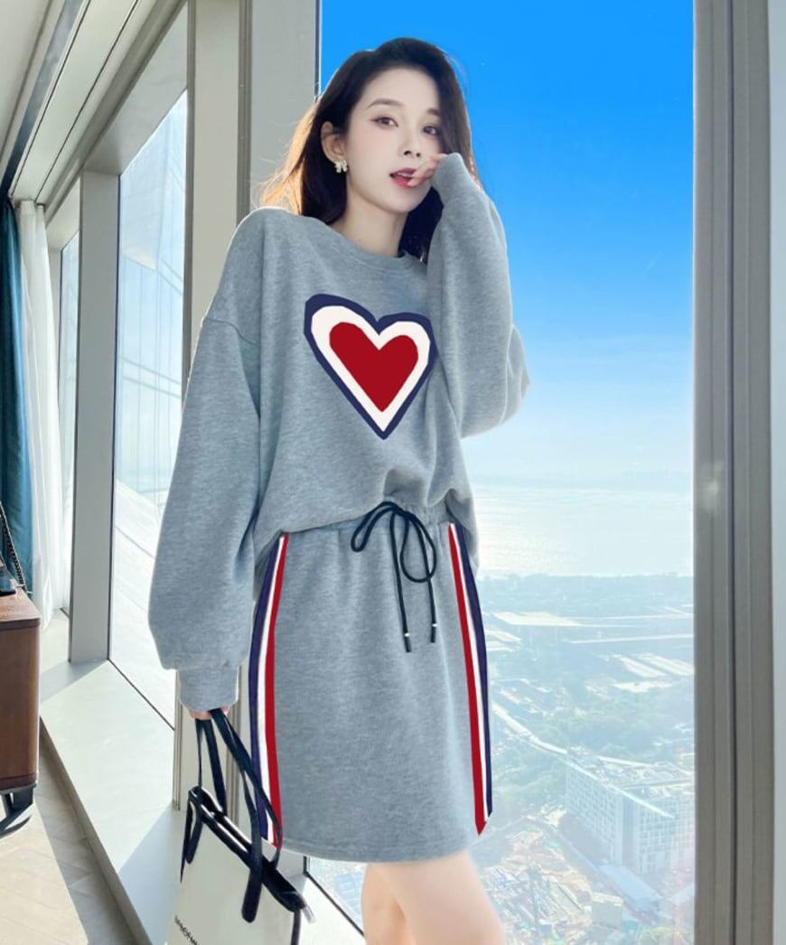 流行新作 カジュアル 目を奪われる トップスⅹミニスカートセットアップE-9156