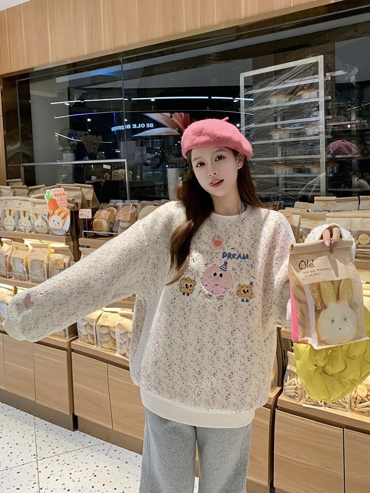 絶対欲しい刺?ロゴもこもこボアスウェット全2色E-4548