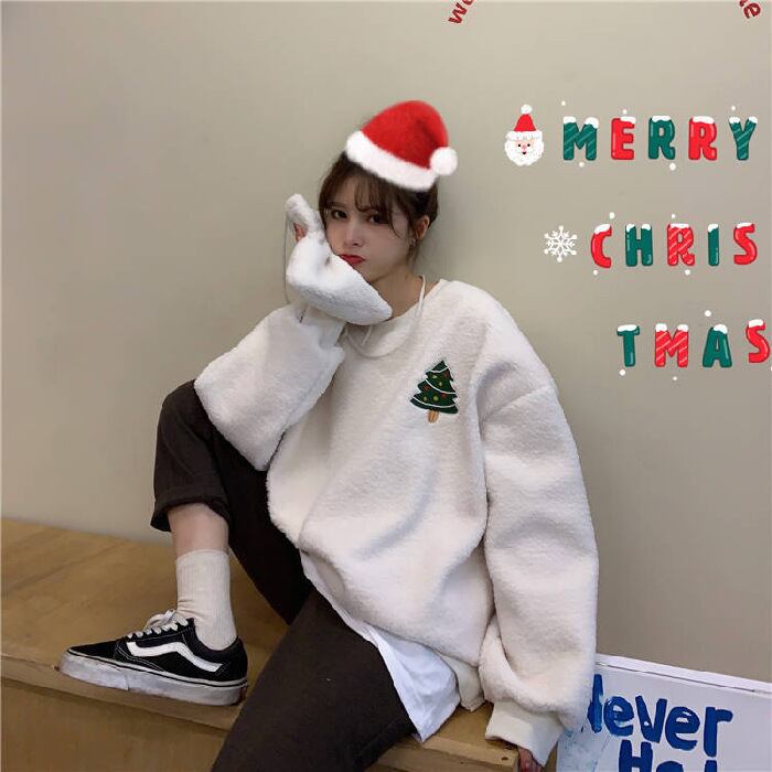 美人度アップ   ふわふわグラフィックロゴボアスウェットトップス全2色E-10116