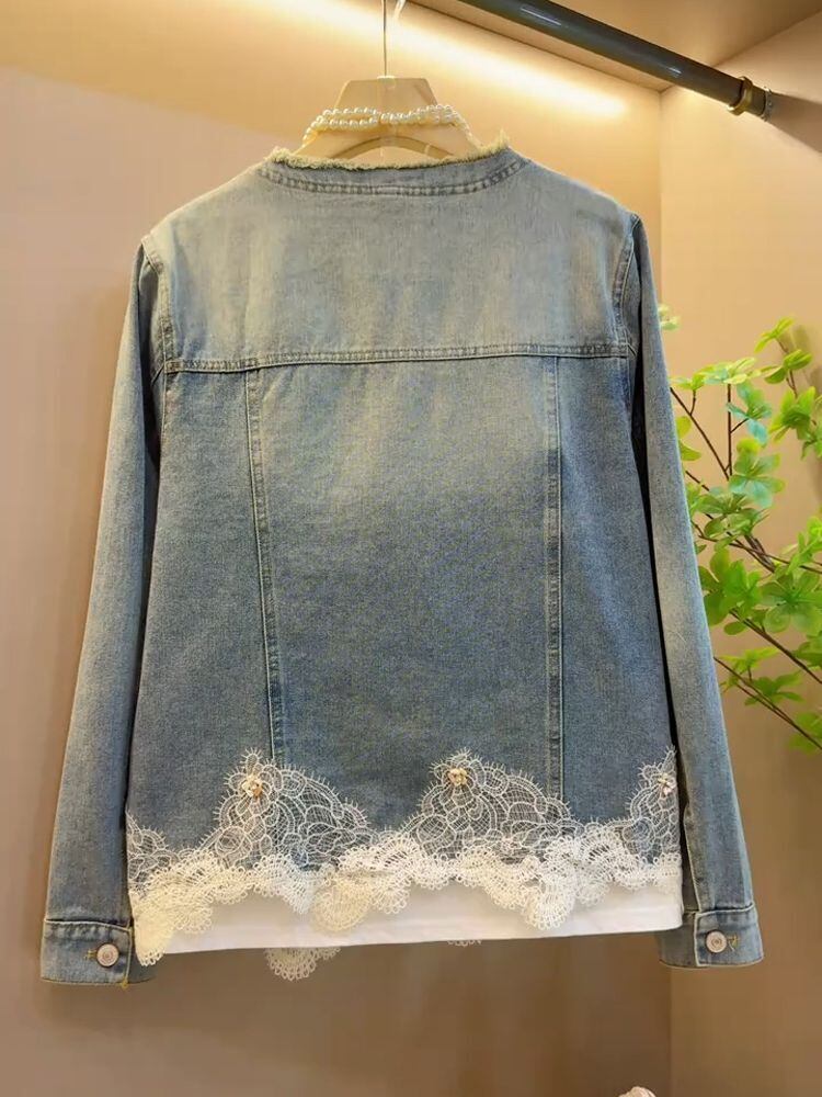 【人気商品再入荷】好感度UP 着心地良い 絶対欲しい レイヤード風 デニム 切り替え ジャケットゆったりコートE-11061