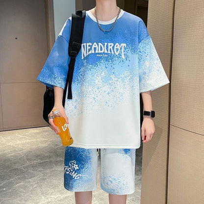大人気アイテム グラデーション Tシャツ & ショーツ セットアップ E-80013