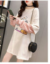 好感度UP シンプル ファッション 切り替え プリント Tシャツ -A763