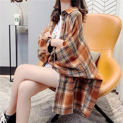 売り切れ必至 カジュアル 柔らかくて優しい印象 チェック柄 3色選択 シャツ E-9689