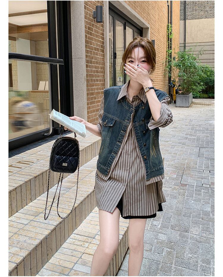 売れ筋 元主役級 美人度アップ 気いっぱい 好感度UP セットアップ ベスト+シャツE-10768