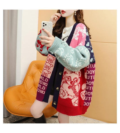 ルーズレイジースタイル漫画セーターカーディガントE-5021