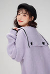 大人可愛い キャラクター 刺繍 Vネック ニット セーター F-13741