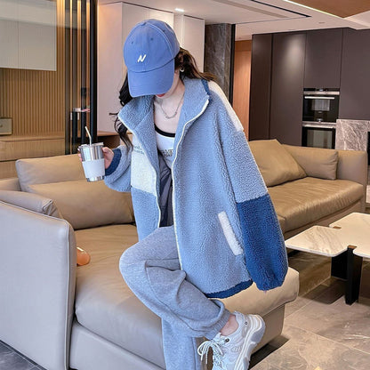 好感度UP 肌触り抜群 カジュアル 切り替え 2色選択 フリース コート ボアジャケットE-9870