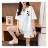 定番シンプル カジュアル  切り替え 半袖Ｔシャツⅹパンツセット全3色 <ins-8267>