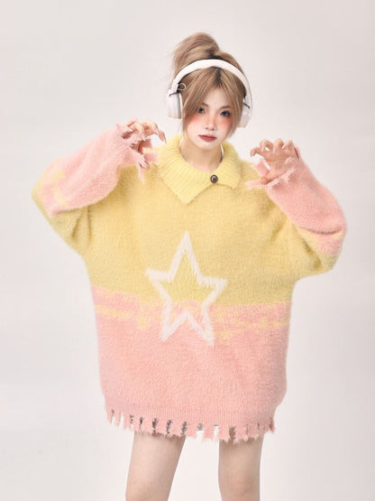 絶対欲しい 3色選択 柔らかな肌触りで着心地も楽ちん！カラーマッチング ニットトップスE-9857