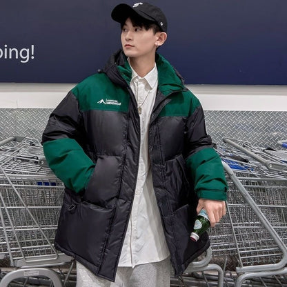 激安販売中 冬服 ダウン  暖かい 撥水加工 ペアコーデ 切り替え配色 男女兼用 4色展開 ダウンジャケットE-12636