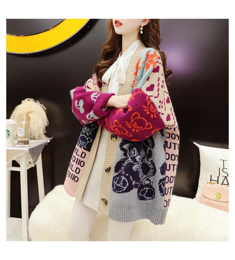 ルーズレイジースタイル漫画セーターカーディガントE-5021