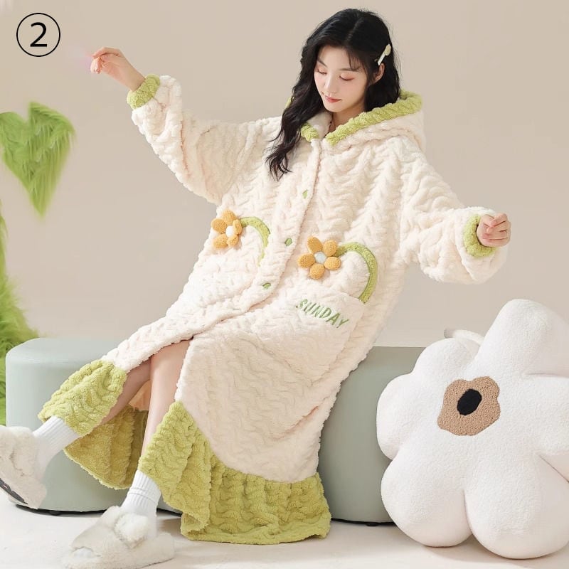 好感度UP コーラルベルベットパジャマ女性冬プラスベルベットと厚みのある スタイルアップ 6種選択 パジャマE-9692