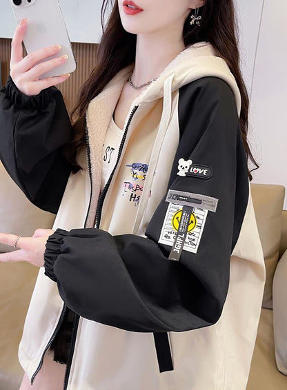 絶対欲しい スタイルアップ 定番シンプル 切り替え 2色選択 パーカー トップスE-9702