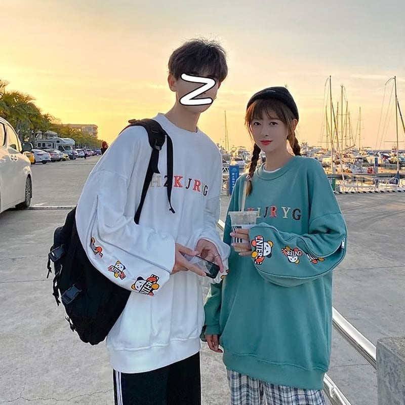 おすすめ熊柄  刺?ロゴ ユニセックスゆったりスウェット全4色E -4657