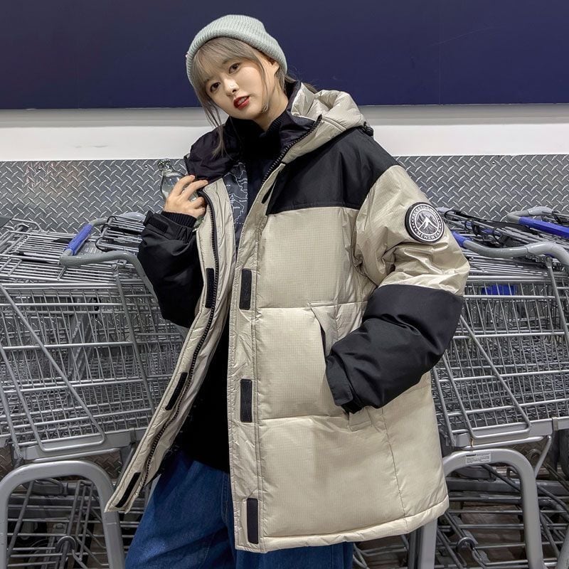 激安販売中 冬服 ダウン  暖かい 撥水加工 ペアコーデ 切り替え配色 男女兼用 4色展開 ダウンジャケットE-12636