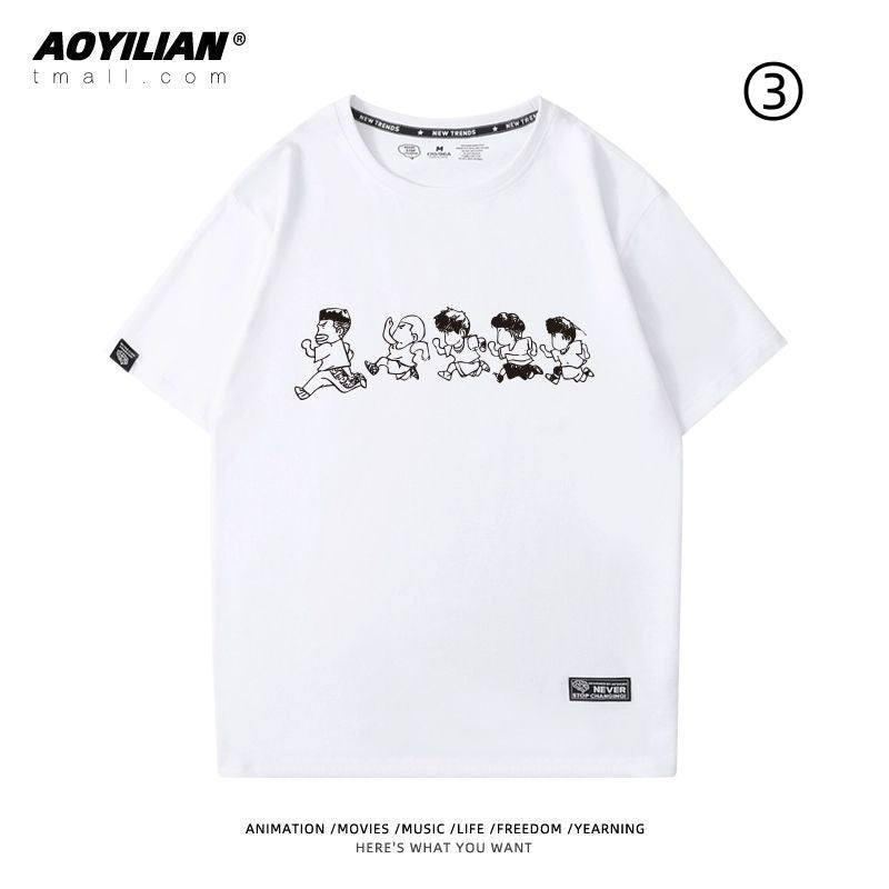 好感度UP　絶対流行　着回し力抜群　おすすめ プリントロゴ 半袖 Tシャツ-A2469
