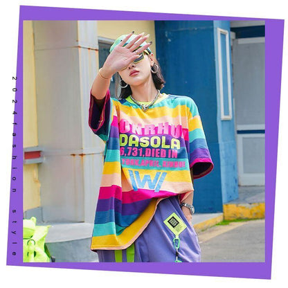 大活躍 ファッション 超人気 個性派 ルーズ 半袖シャツE-6758