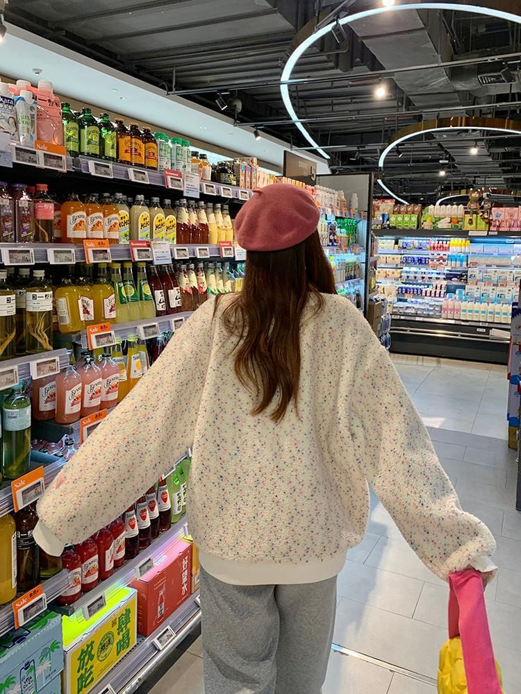 絶対欲しい刺?ロゴもこもこボアスウェット全2色E-4548